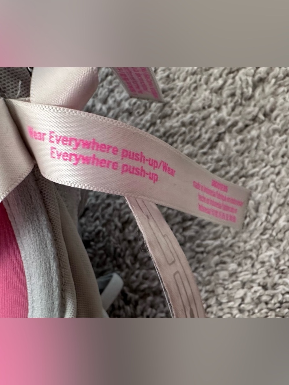 Victoria's Secret Pink Logo Push Up Wear Everywhere Bra Gray 38DD - Picture 7 of 8